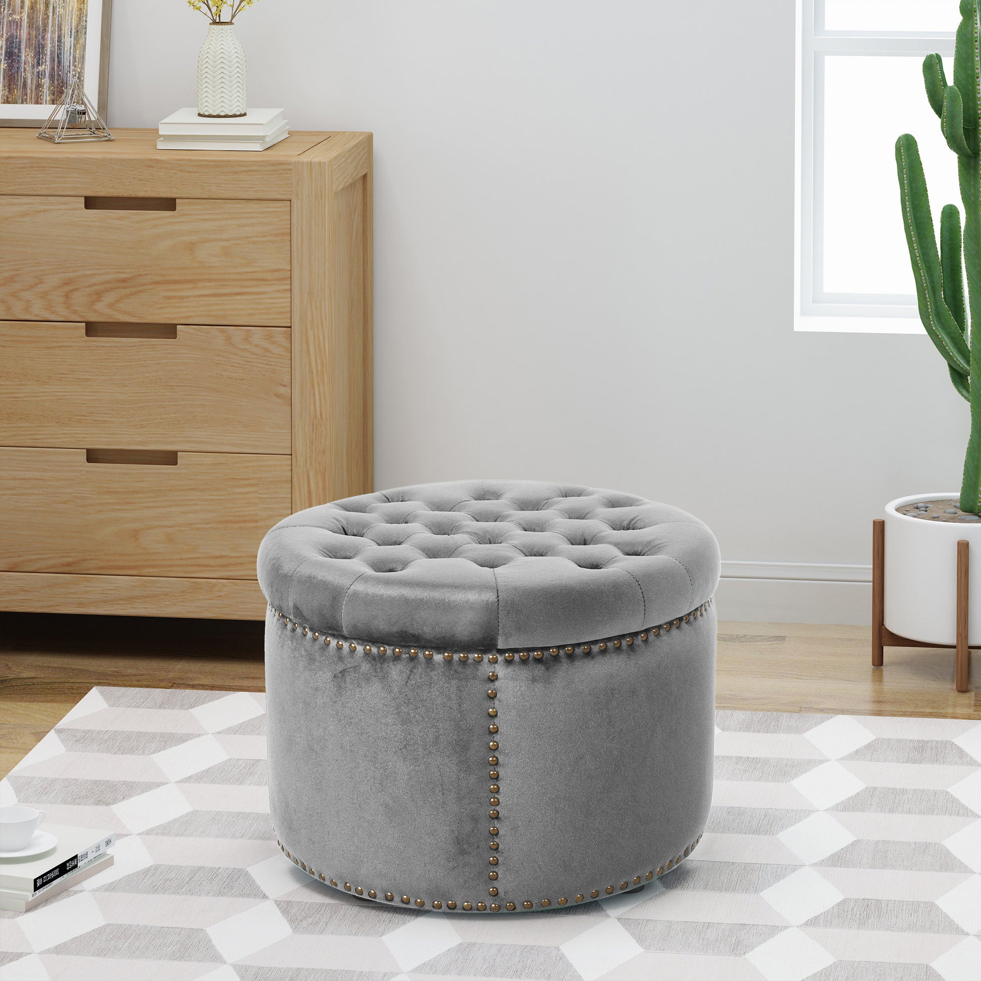 Ottoman Grey Velvet