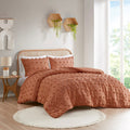 Clip Jacquard Comforter Set Queen Rust Polyester