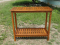 Wooden Workstation For Garden Balcony Garage, Acacia Console Potting Table Light Brown Light Brown Acacia Wood