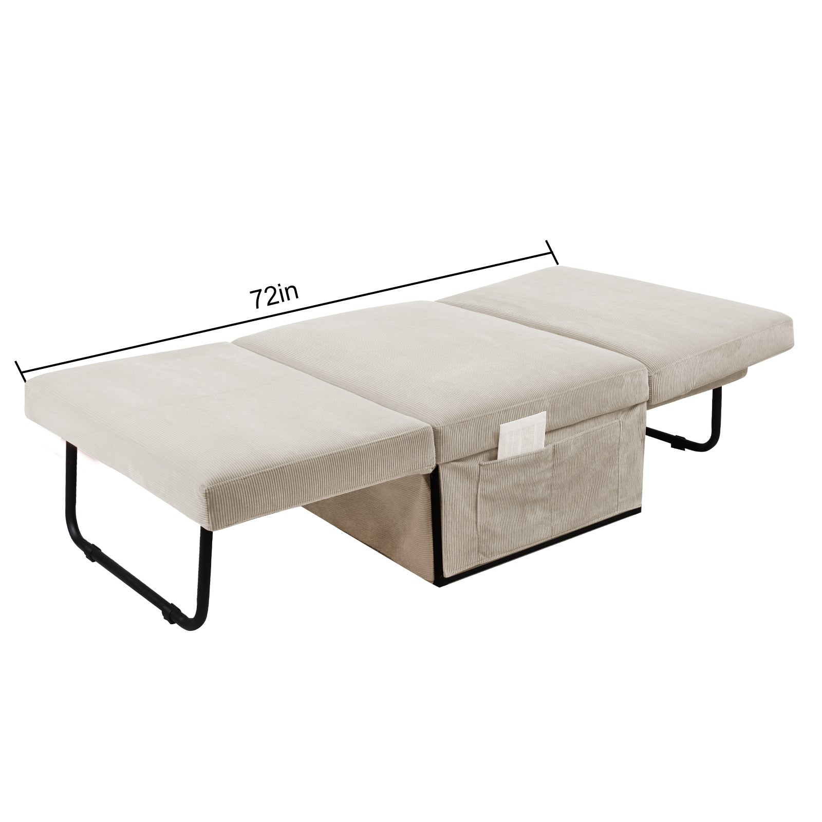 Modern Corduroy Sofa Bed,Couch Chair,Sleeper Bed,Small Lounge Sofa W Reclining Backrest,Furniture For Living Room,Bedroom,4 In 1 Convertible Sleeper Sofa Bed, White White Corduroy 1 Seat