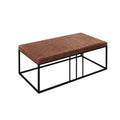 Riley Indoor Brown Faux Leather Multi Function Entry Bench Table Brown Black Foam Metal