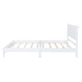Queen Size Wood Platform Bed Frame, Retro Style Bed With Rectangular Headboard,No Need Box Spring,White Queen White Wood