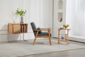 Leisure Chair With Solid Wood Armrest And Feet, Leisure Chair, Wood Frame, Velvet, L, Solid Rubber Wood Legs, Mid Century Modern Accent Chair, For Living Room Bedroom Studio Chair Dark Gray Corduroy