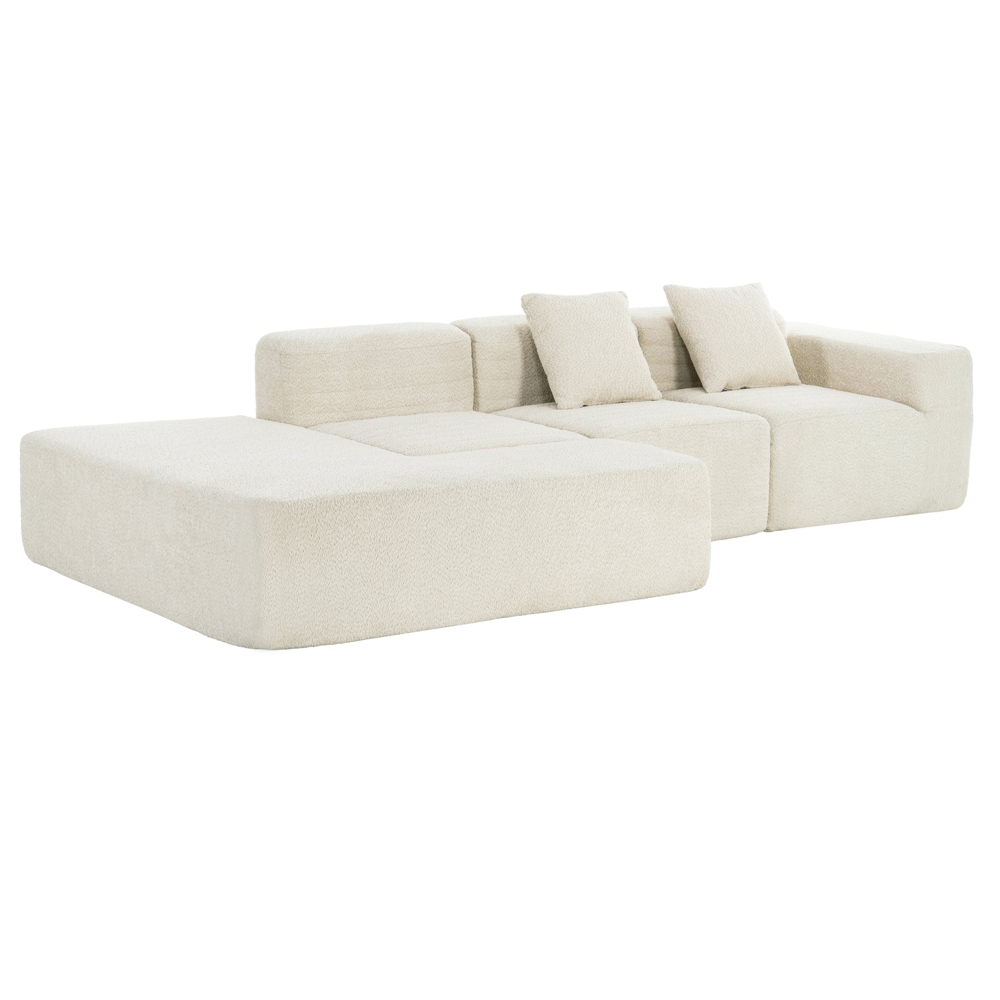 116.5" Sectional Sofa Full Compressed Sofa Couch Free Combined Sofa For Living Room, Beige Beige Foam Polyester 4 Seat