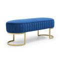 Bench Bedroom Bench ,Velvet Oval Upholstered End Of Bed Bench With Golden Metal Legs ,48