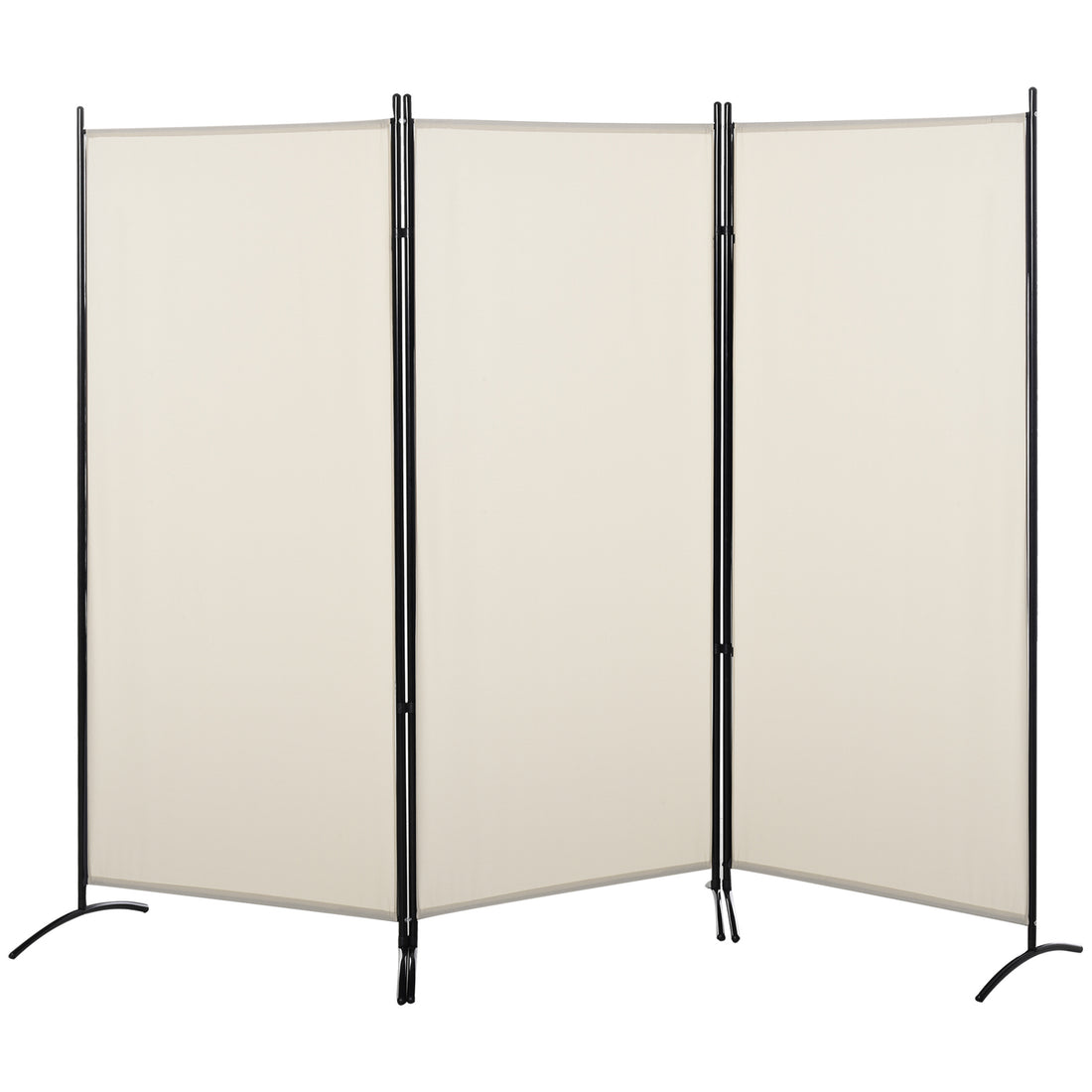 Homcom 6' 3 Panel Room Divider, Indoor Privacy Screen For Home, Beige Beige Polyester