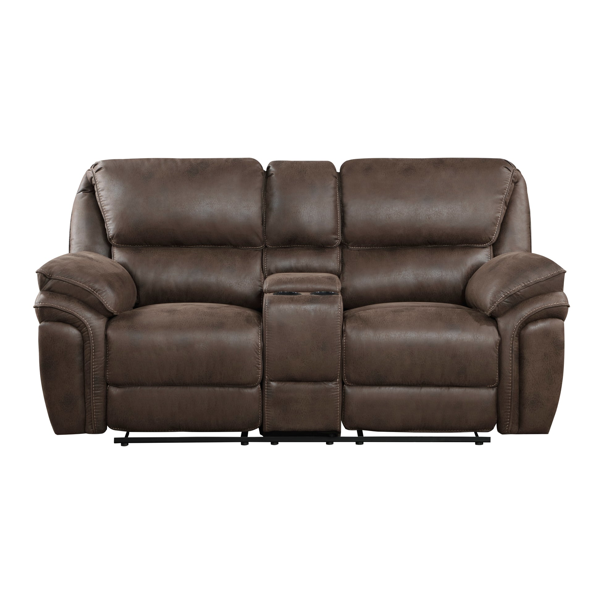 Plush Modern Living Room Sofa Set 2Pc Reclining Sofa And Loveseat Brown Microfiber Upholstery Solid Wood Frame Furniture Brown Microfiber Wood Primary Living Space Modern Plywood,Solid Wood 5 Seat
