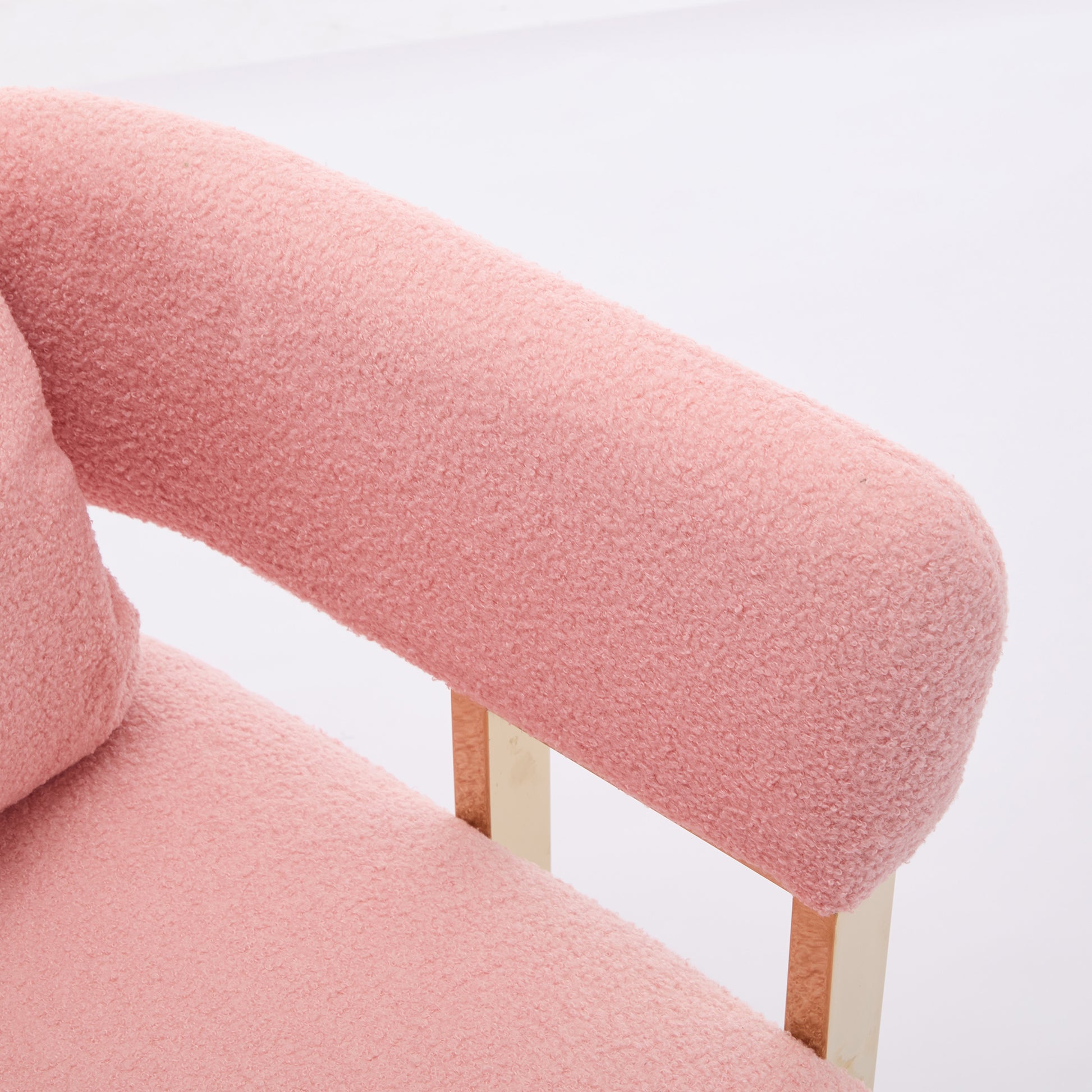 Ts Modern Decorative Chair, Living Room Side Chair With Gold Metal Legs, No Wheels, Suitable For Dressing Area, Reception Room, Office,Teddy Fleece Upholstered Metal Foot Sofas 2Pcs Pink Pink Teddy