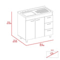 Base Double Door Cabinet, Three Drawers, White White Solid Wood Mdf Engineered Wood