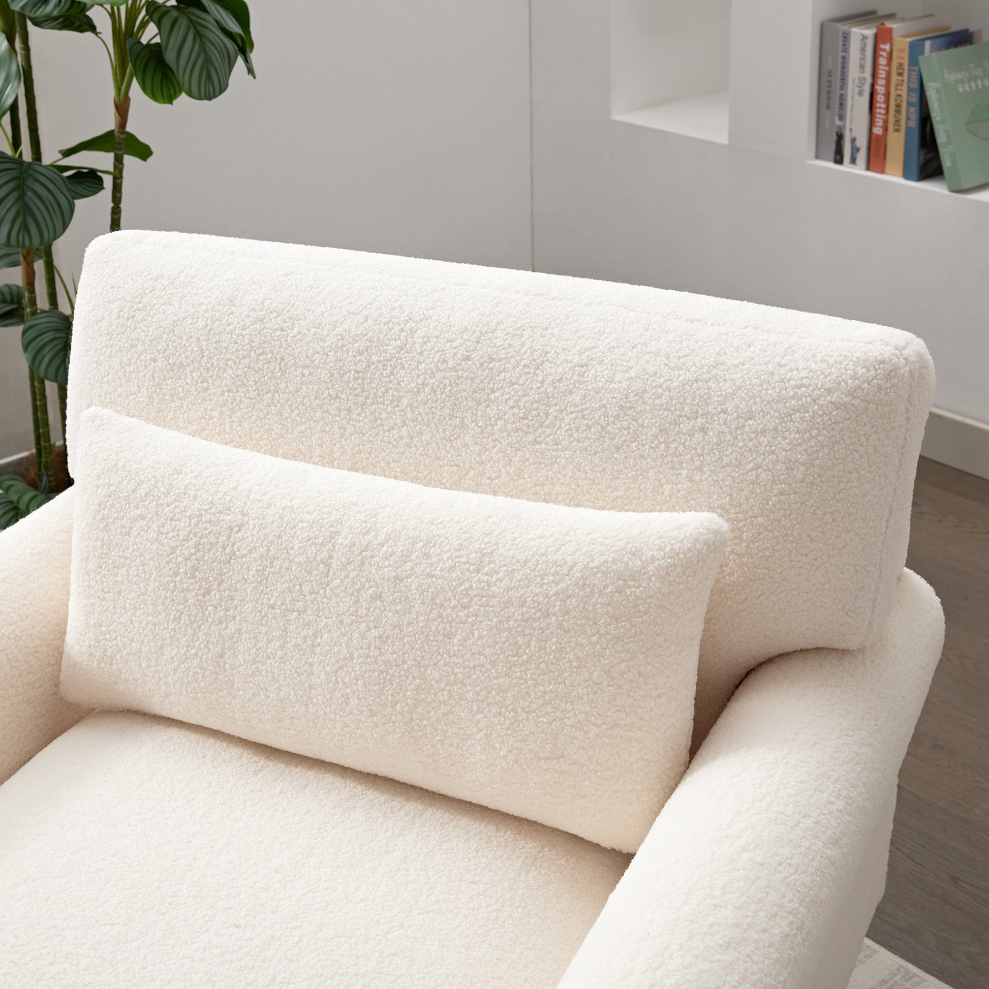 Mirod Elegant Circular Armrests, Ergonomic Lumbar Support, Vintage Roman Column Legs, Luxurious Large Size, Enhances Living Room Aesthetics, For Living Room,Bedroom And Study Beige Boucle