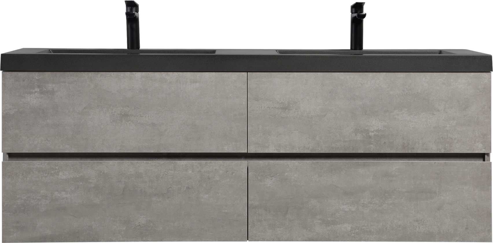 60" Floating Bathroom Vanity With Sink, Modern Wall Mounted Bathroom Storage Vanity Cabinet With Double Black Quartz Sand Top Basins And Four Soft Close Drawers, 24V12 60Gr Grey 4 Grey Wall Mounted Plywood