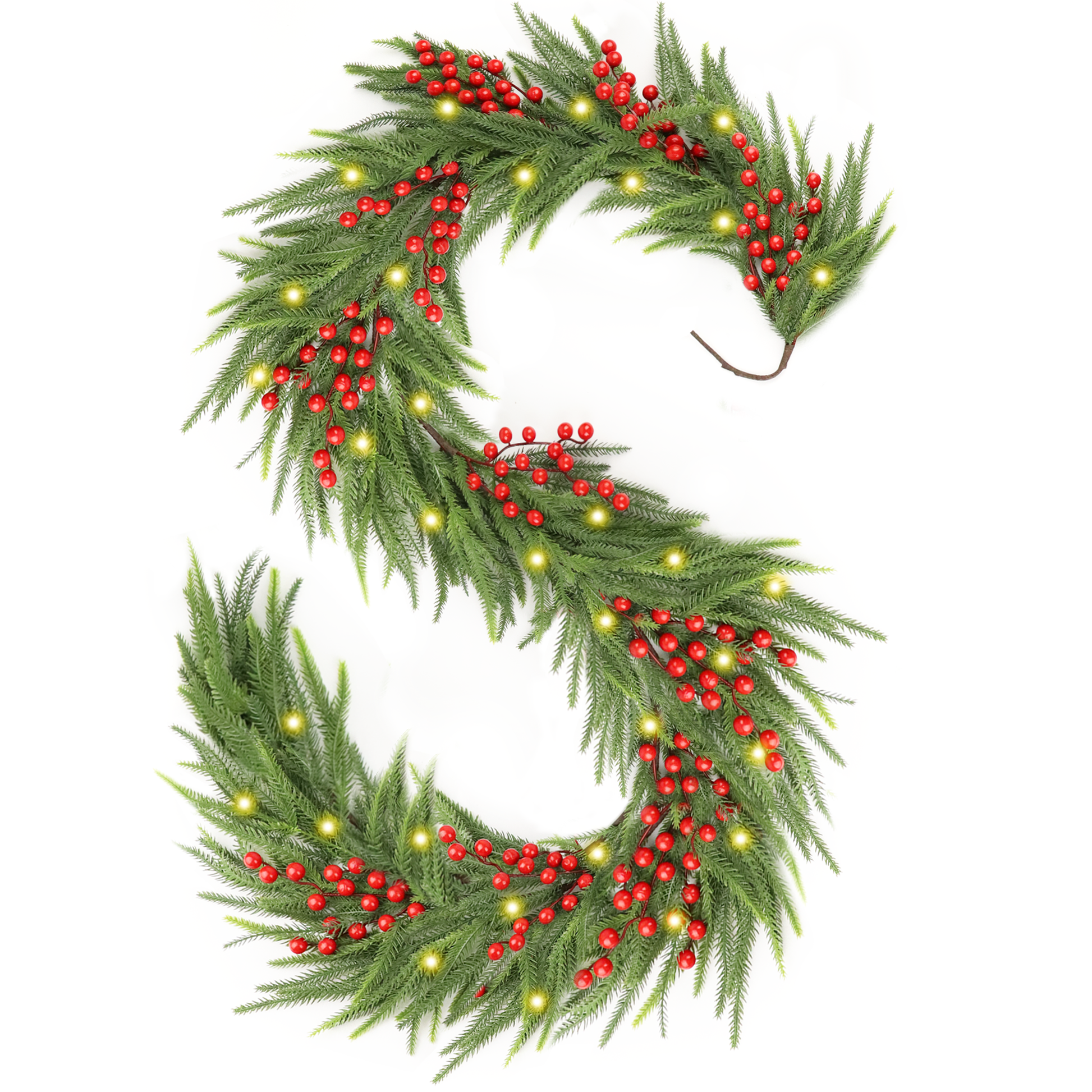 72'' In. Lighted Faux Spruce Garland 2Pcs Frosty Green American Design Pine