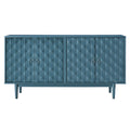 Modern 4 Door Sideboard With Convex Pattern Doors And 2 Silver Handle For Living Room, Dining Room, Kitchen Navy Navy Mdf