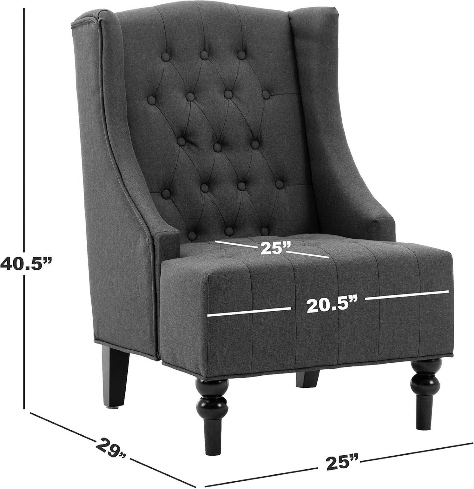 1Pc Modern Living Room Button Tufted Wingback Accent Chair Luxury Look Diamond Button Tufted Pattern Beige Color Beige Primary Living Space Traditional Foam Wood