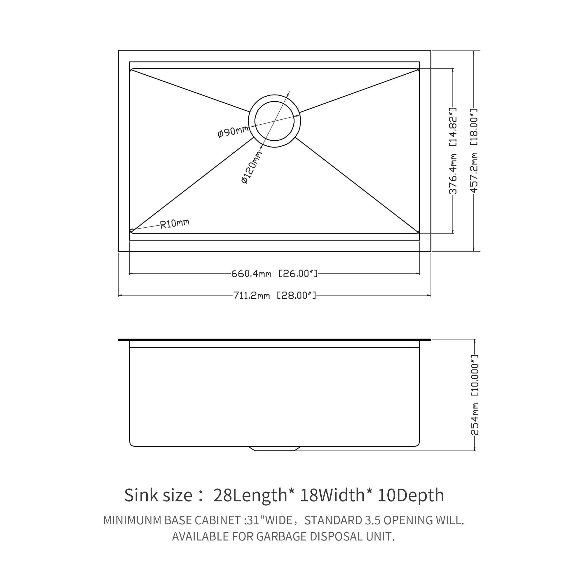 Gunmetal Black Workstation Kitchen Sink 28"X 18"X 10" Single Bowl Workstation Undermount Kitchen Sink 16 Gauge Stainless Steel Gunmetal Black Stainless Steel