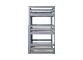 Triple Rubber Wood Bunk Bed With Two Built In Ladders, Guardrails, Twin Over Twin Over Twin, Detachable Triple Twin Bunk Bed,Grey Twin Grey Bedroom American Design Bed Frame Rubber Wood