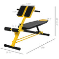 Soozier Adjustable Hyper Extension Dumbbell Weight Bench, Foam Leg Holders, Exercise Abs, Arms, Core, Strength Workout Station For Home Gym, Yellow Yellow Black Steel