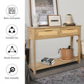 Console Table With 2 Drawers, Sofa Table, Entryway Table With Open Storage Shelf, Narrow Accent Table With Rattan Design For Living Room Entryway Hallway, Natural Color Natural Particle Board