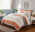 9 Piece Cotton Percale Comforter Set Coral Queen Queen Coral Polyester