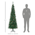 Homcom 6.5 Foot Pencil Artificial Christmas Tree, Slim Pine Needles Xmas Tree With Realistic Branches, Pine Cones, Metal Base, Green Green Plastic