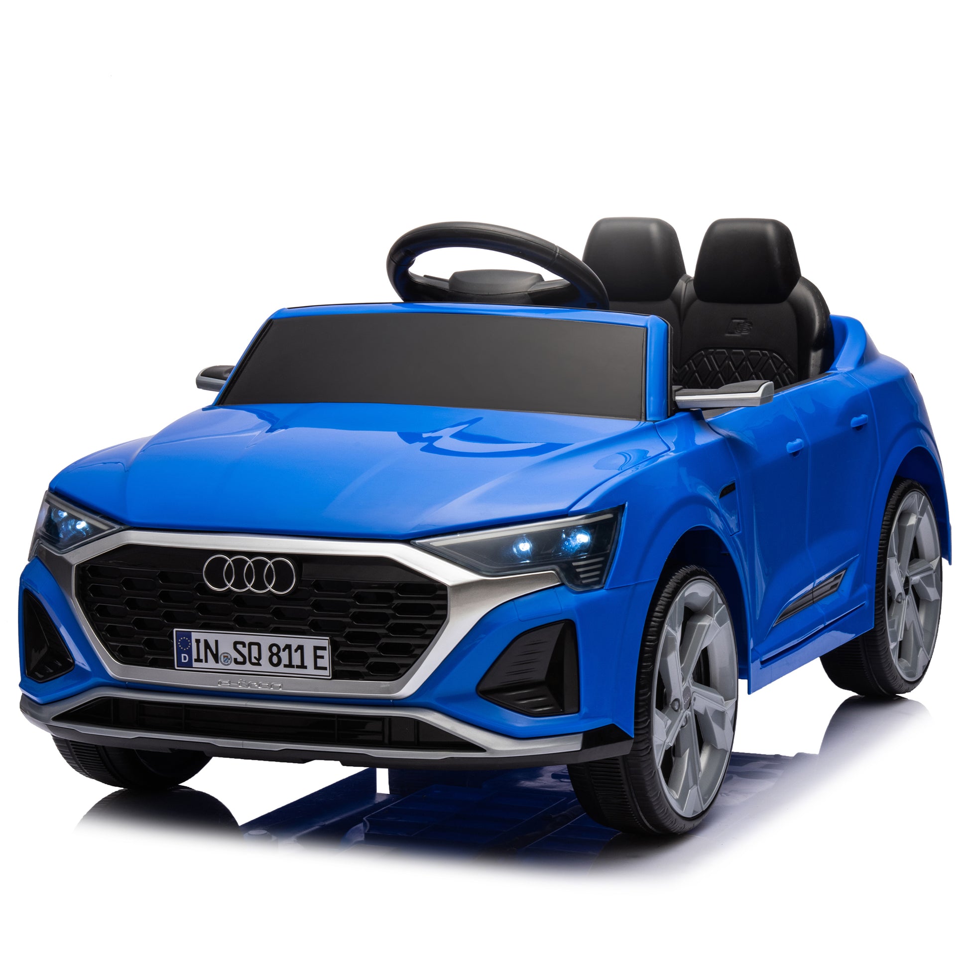 12V Kids Ride On Electric Car W Parents Remote Control,Licensed Audi Sq8 For Kids,Dual Drive,Suspension,Hanging Start,Three Speed Adjustable Music,Volume Control,Led Lights For Kids Aged 3 6. Blue 50 99 Lbs Polypropylene