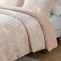 Crushed Velvet Sherpa Reversible Comforter Set Queen Pink Polyester