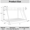 Metal Bunk Bed Twin Over Full Size With Removable Stairs, Heavy Duty Sturdy Frame With 12