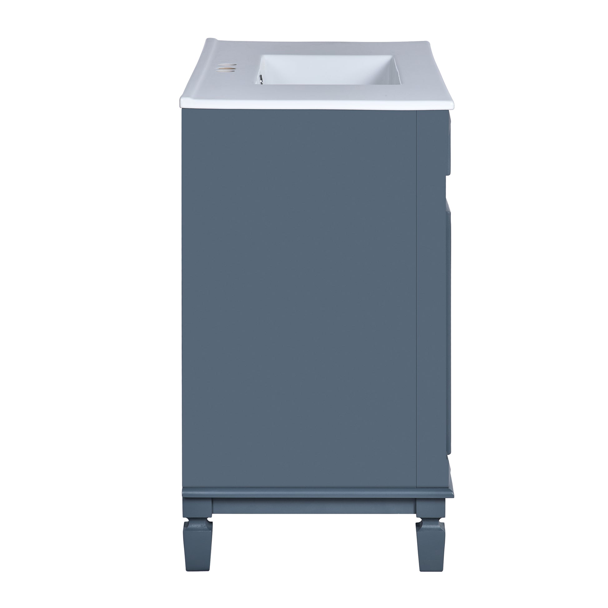 36'' Bathroom Vanity With Top Sink, Modern Bathroom Storage Cabinet With 2 Soft Closing Doors And 2 Drawers, Single Sink Bathroom Vanity Blue Bathroom Modern Solid Wood Mdf Ceramic,Solid Wood Mdf