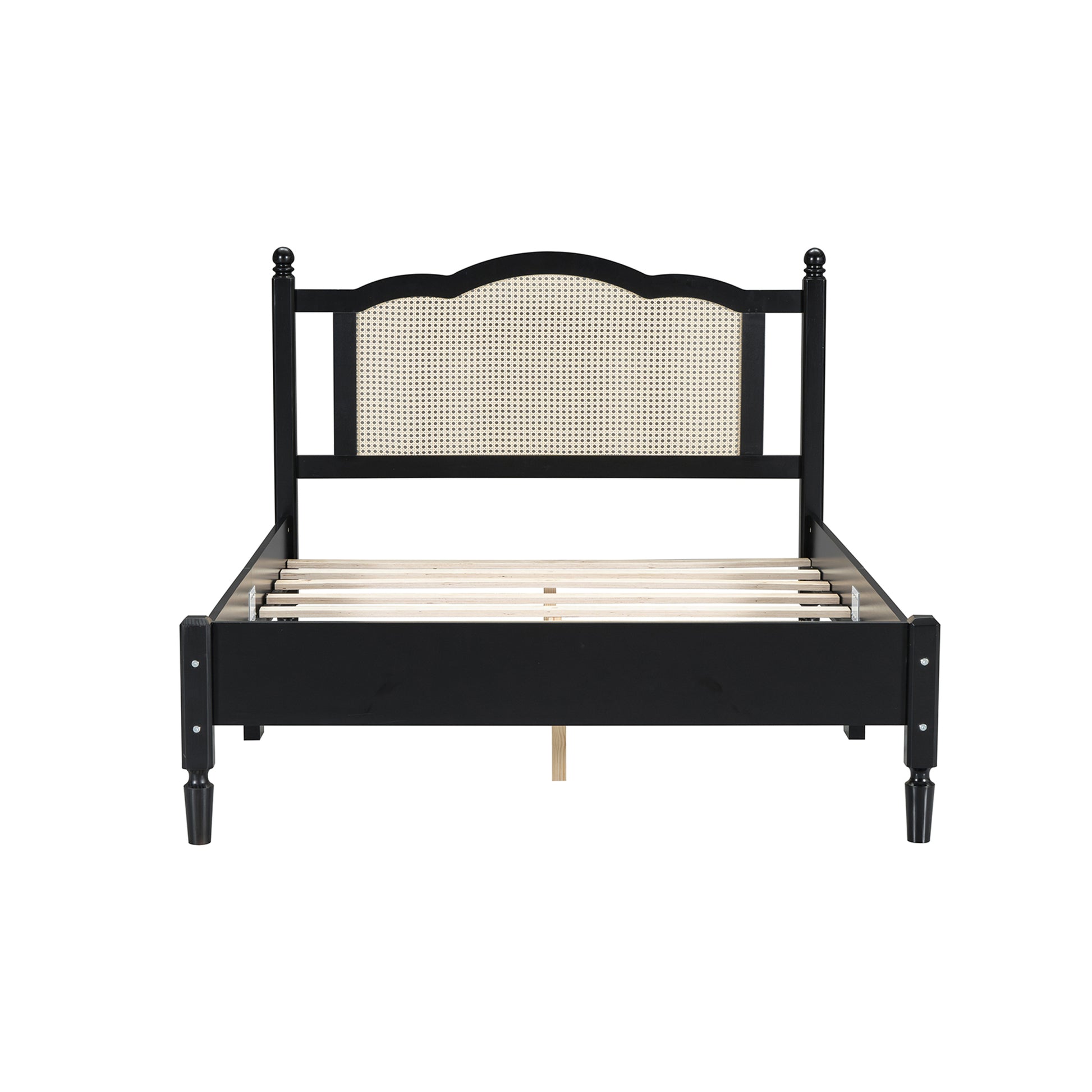 3 Pieces Bedroom Set With Full Size Wooden Bed Frame, 1 Vintage Nightstand And 1 Makeup Vanity Set With Stool,Black Expected Arrival Time: 08.23 Full Black 3 Piece Set Wood
