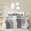 Ombre Shaggy Faux Fur Comforter Set Twin Multicolor Polyester