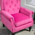 Coolmore Wood Frame Armchair, Modern Accent Chair Lounge Chair With Sturdy Wood Legs For Living Room Bedroom Red Red Foam Velvet