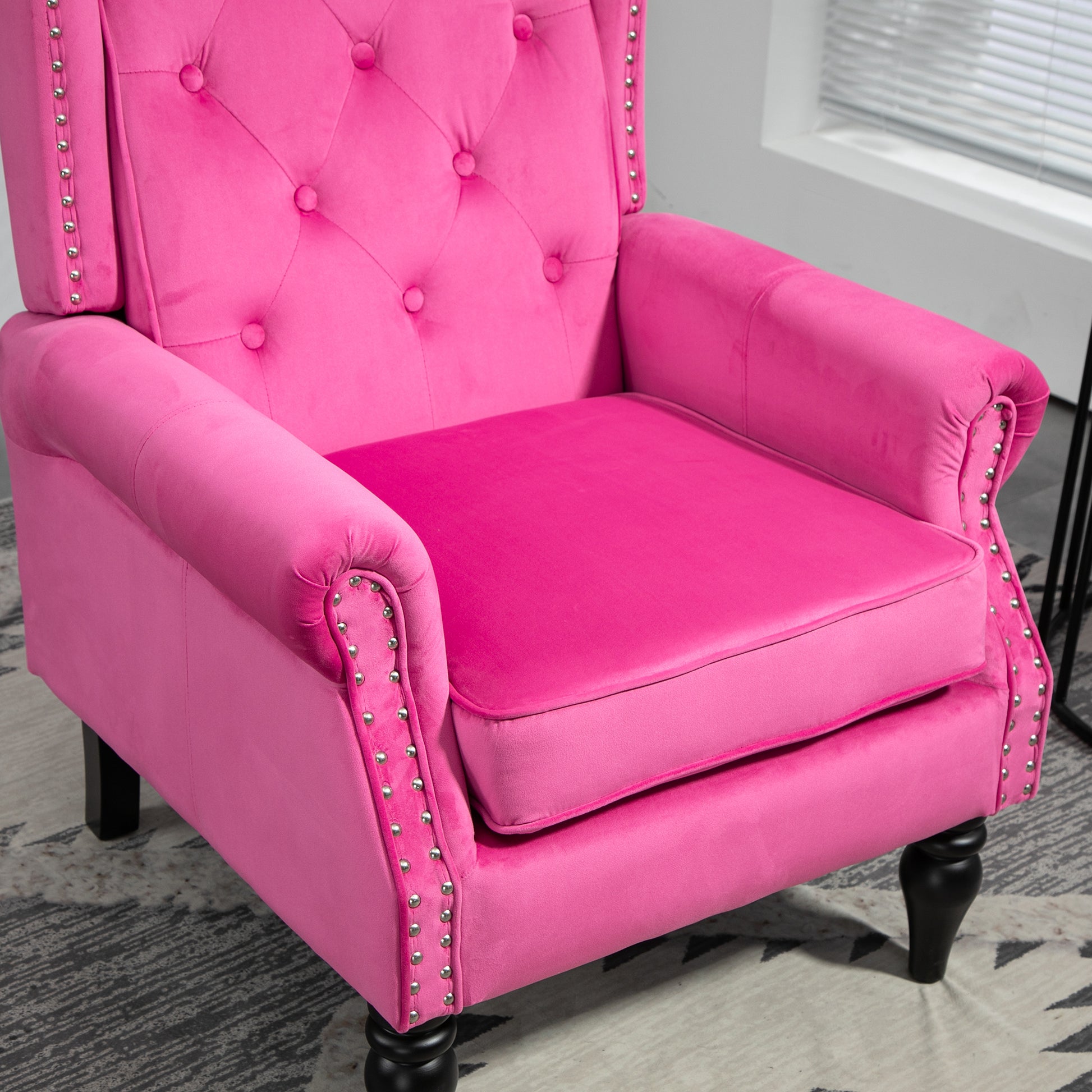 Coolmore Wood Frame Armchair, Modern Accent Chair Lounge Chair With Sturdy Wood Legs For Living Room Bedroom Red Red Foam Velvet