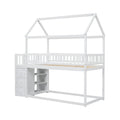 Twin Twin House Bunk Bed With Shelves And Drawers For White Color Box Spring Not Required Twin White Bedroom Bunk Pine