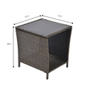 Outdoor Side Coffee Table With Storage Shelf,All Weather Pe Rattan And Steel Frame,Patio Furniture Square,Bistro Table For Garden Porch,Backyard Pool Indoor Black Gold Black Gold Weather Resistant Frame Pe Rattan Iron Waterproof Fabric