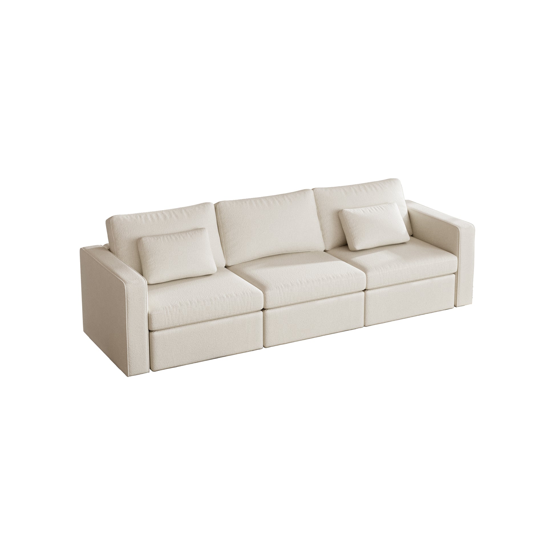 Modern Cotton Linen L Shape Sectional Sofa, Oversized Upholstery Sectional Sofa, Chaise Couch For Living Room Loft Apartment Office White 3 Seats Wood Primary Living Space Medium Duty Pine 3 Seat White Linen Medium Soft Cushion Back Minimalist,Modern