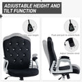 Vinsetto Home Office Chair, Velvet Computer Chair, Button Tufted Desk Chair With Swivel Wheels, Adjustable Height, And Tilt Function, Black Black Polyester