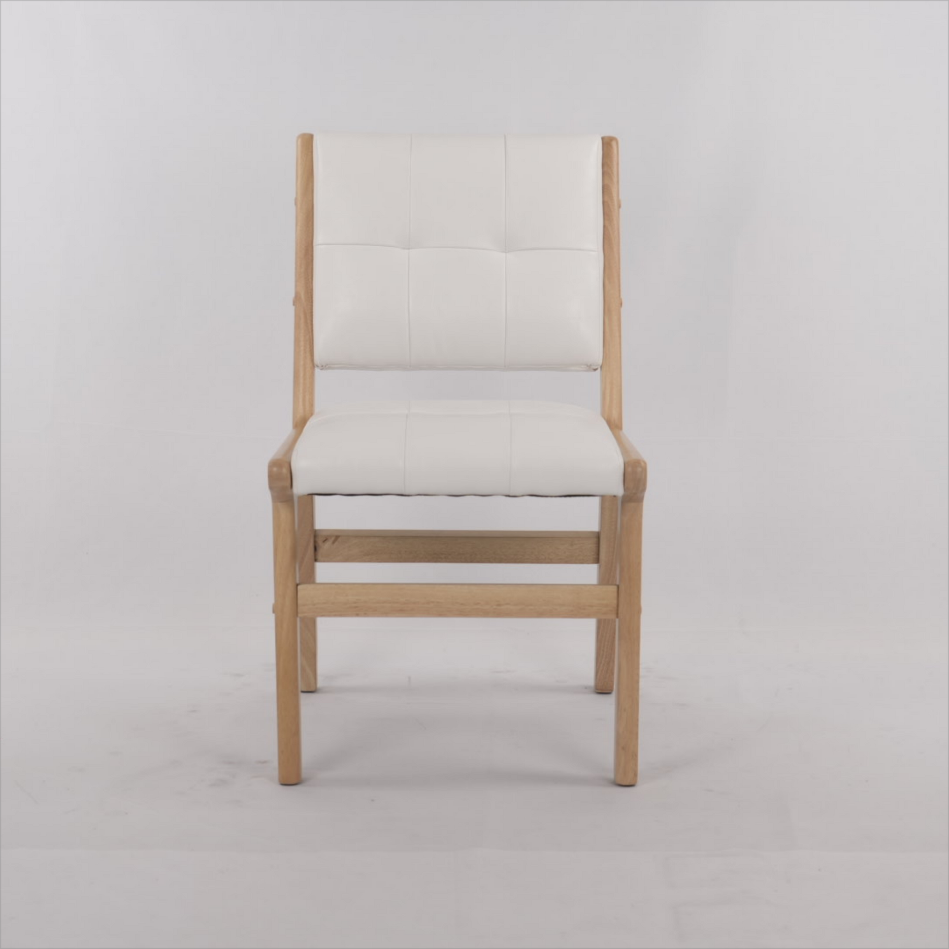 Hengming Pu Dining Chair, No Armrest With Wooden Legs, Suitable For Kitchen, Dining Room, Living Room, Bedroom And Other Occasions,Set Of 2 White Pu