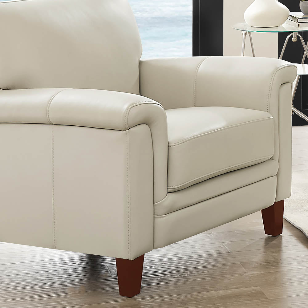 Westcott Leather Chair Beige Memory Foam Genuine Leather