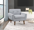 Gray Accent Chair Upholstered Velvet Cushion Seat Back Tufted Contemporary Living Room Furniture 1Pc Gray Primary Living Space Contemporary,Modern Plywood