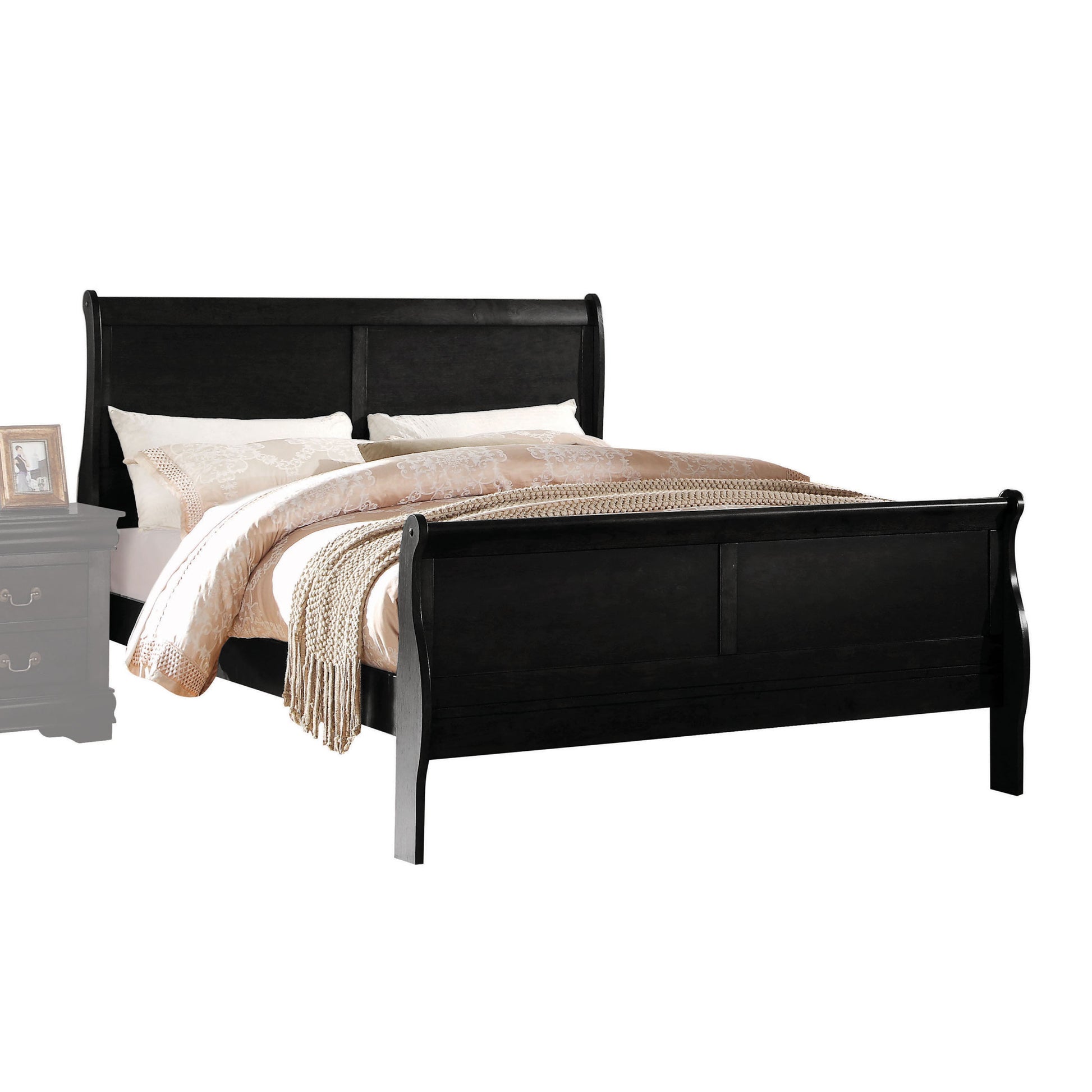 Black Queen Bed Box Spring Required Queen Black Wood Bedroom Pine Sleigh Wood