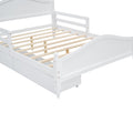 Full Size Wood Platform Bed With Guardrails On Both Sides And Two Storage Drawers ,White Full White Wood