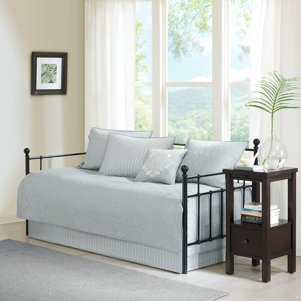 6 Piece Reversible Daybed Cover Set Grey Daybed Grey Cotton
