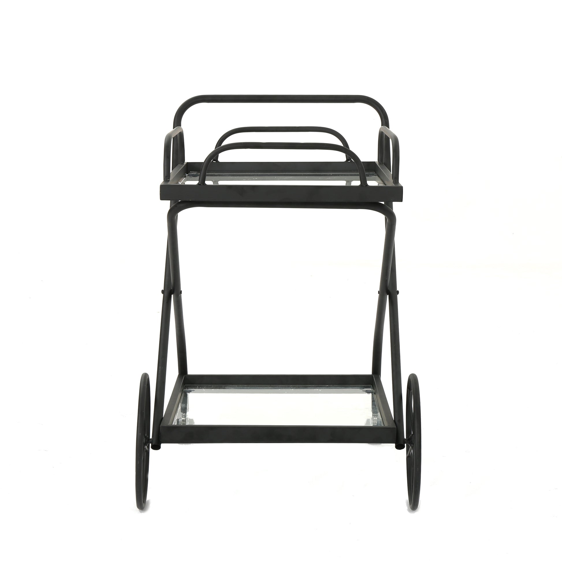 Bar Cart Black Glass Metal