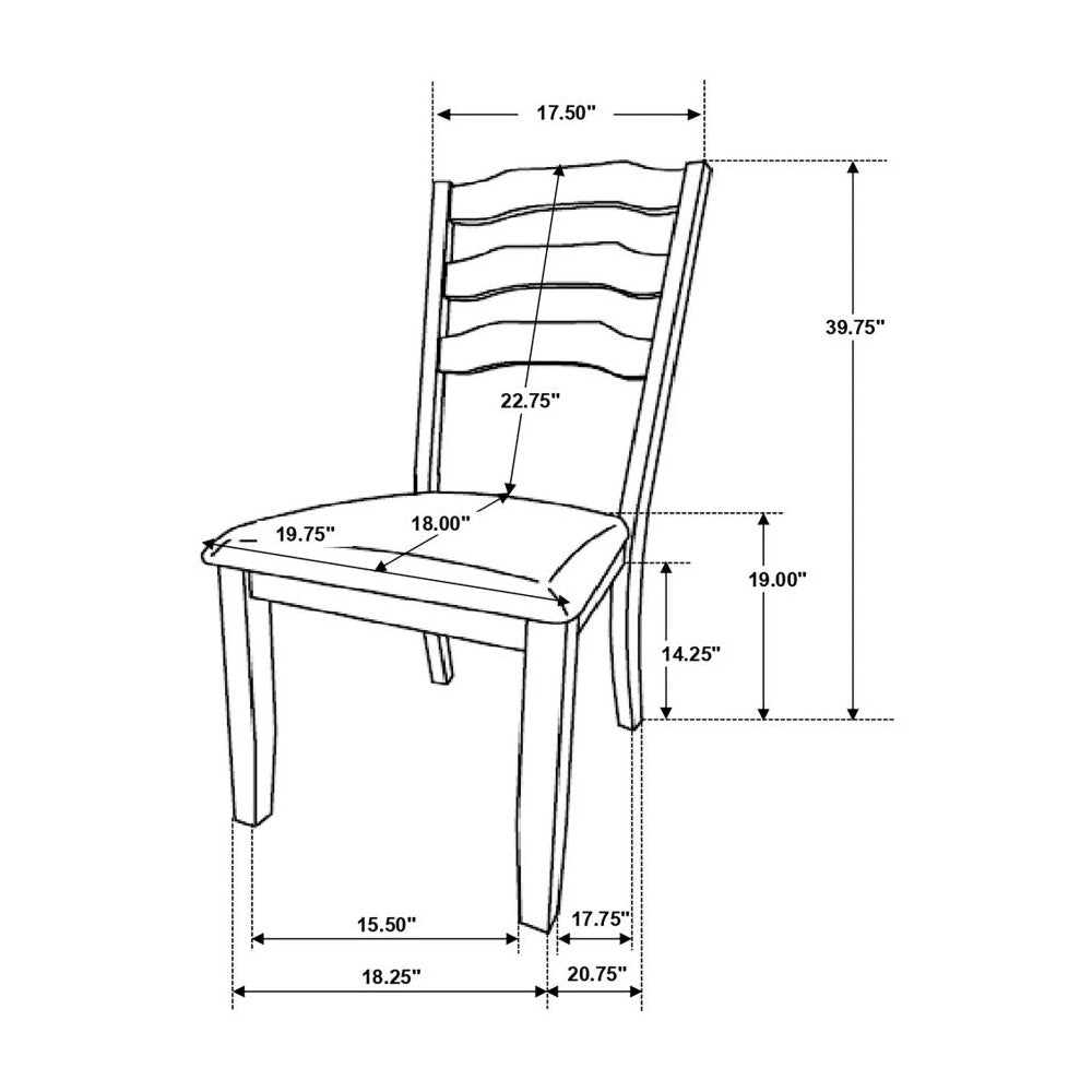 Set Of 2 Dining Chairs With Padded Seat, Rustic Cream Cream Dining Room Rectangular Rustic Dining Chairs Ladder Back Set Of 2 Mdf