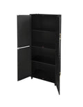 4 Door Cabinet, With 4 Adjustable Inner Shelves, Storage Cabinet Black Mdf