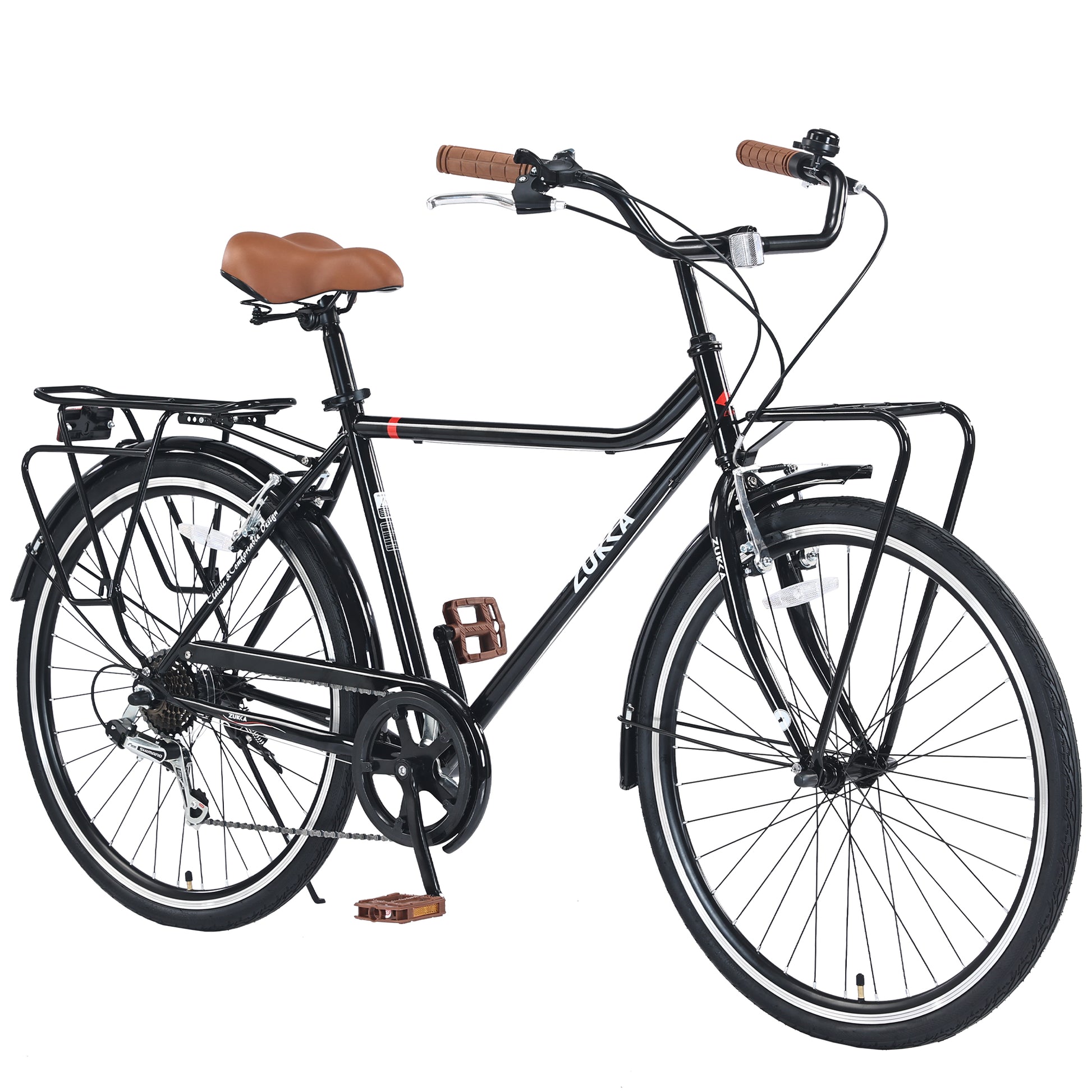 7 Speed, Steel Frame, Multiple Colors 26 Inch Vintage Style Bike,Retro Commute Bike For Women And Men Black Steel