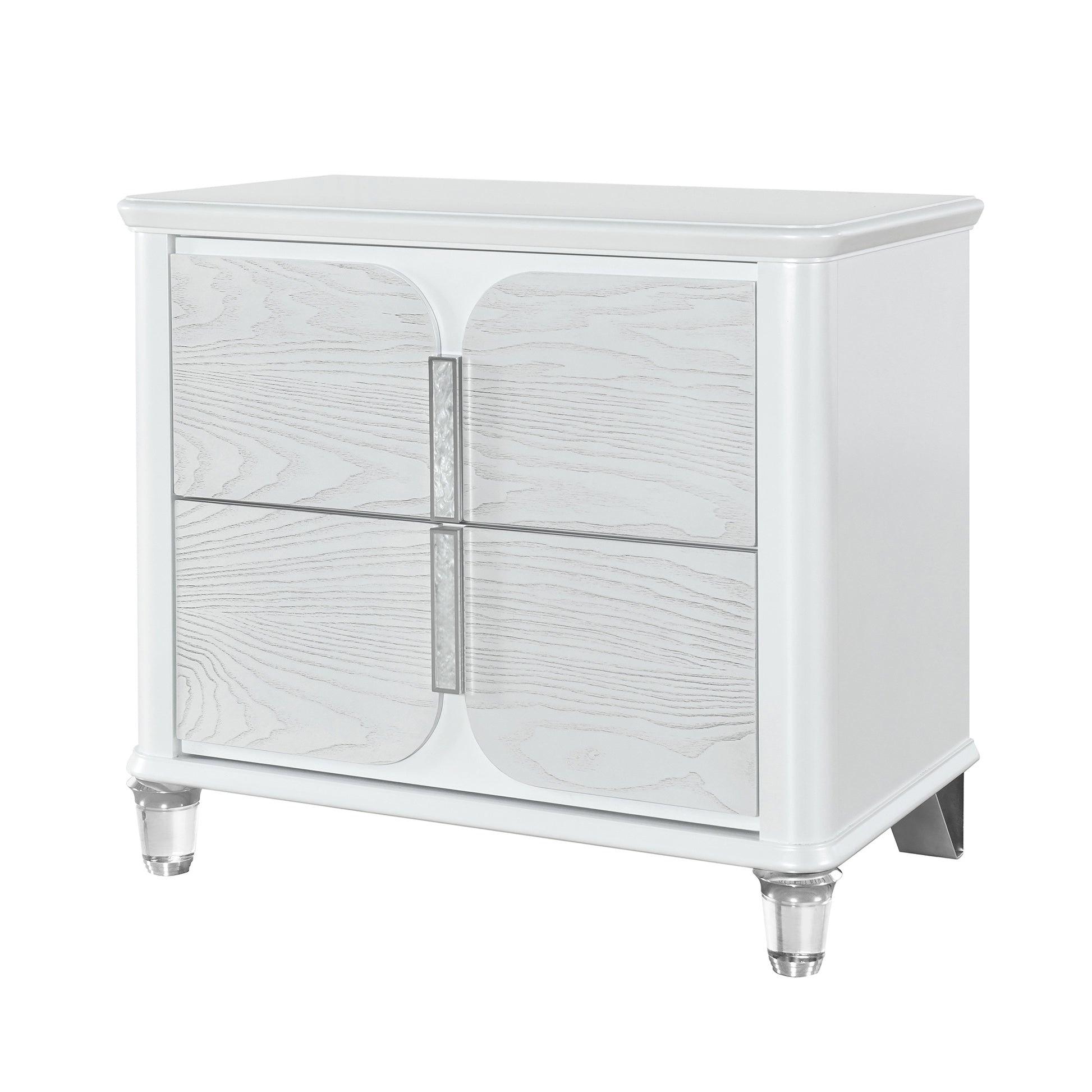 Brenda Grey Nightstand Grey Gray 2 Drawers Bedroom Square Contemporary Rubberwood Dovetail Joints Wood Wood