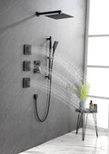 Wall Mounted Shower System In Matte Black With Shower Head, Handheld Shower, 3 Body Jets Matte Black Brass Brass