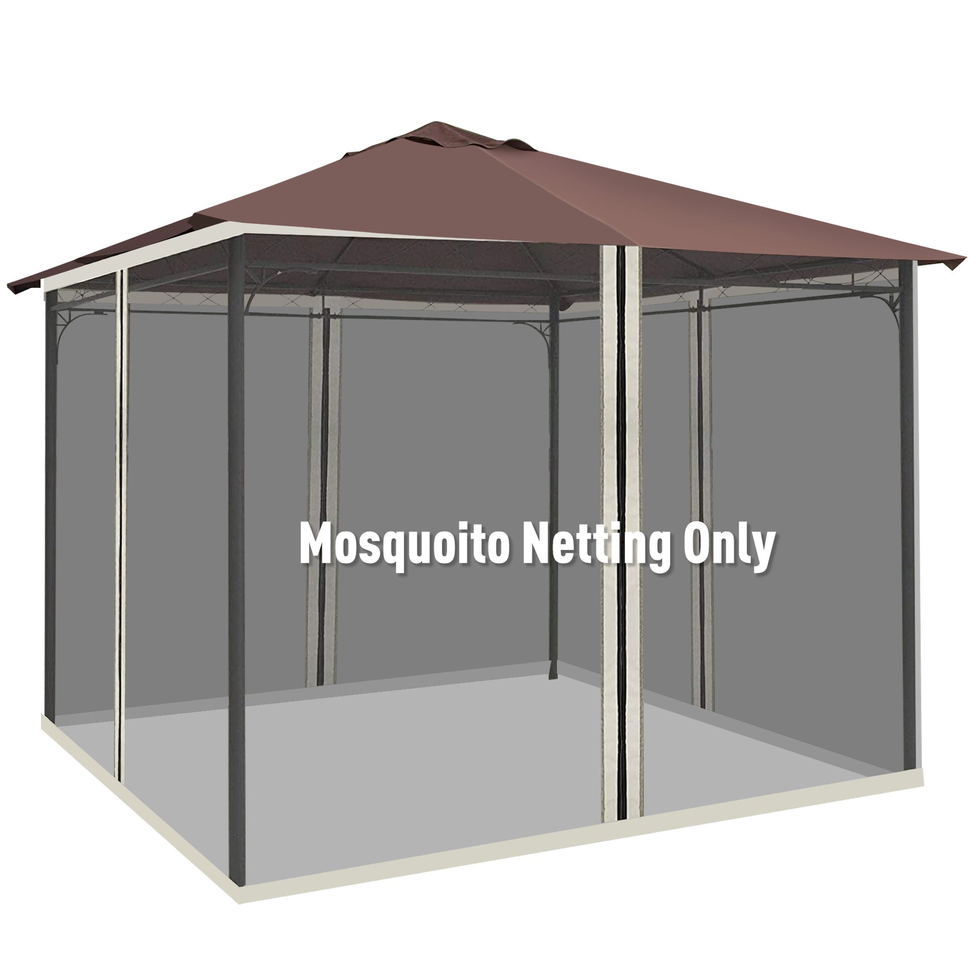 Outsunny 10' X 12' Universal Replacement Mesh Sidewall Netting For Patio Gazebos And Canopy Tents With Zippers, Sidewall Only , Beige Cream White Polyester