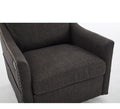 Dark Grey 360 Degree Swivel Rotating Accent Chair With Usb And Magazine Book For Living Room And Hotel Bed Room,Upholstered Accent Chair With Cooper Nail Dark Grey White Primary Living Space American Design,Classic,Modern Pine Foam Wood Fabric